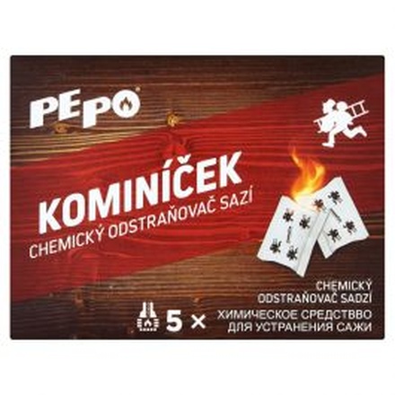 Papírenské zboží - Pe-Po Kominíček chemický odstraňovač sazí z komínů a kouřovodů 5 kusů x 14 g