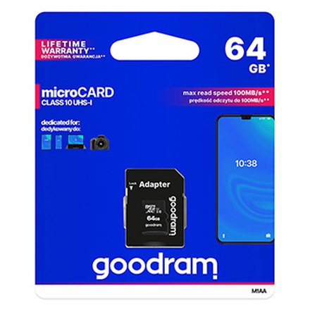 Papírenské zboží - Goodram Micro Secure Digital Card, 64GB, micro SDXC, M1AA-0640R12, UHS-I U1 (Class 10), s