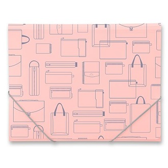 Papírenské zboží - Tříchlopňové desky s gumou Foldermate Vintage A4 - růžová