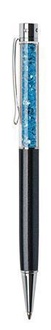 Papírenské zboží - Kuličkové pero, SWAROVSKI® Crystals, černá, aqua modrý krystal