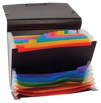 Papírenské zboží - Aktovka s přihrádkami "Rainbow Class", 12+6 částí, černá, PP, VIQUEL