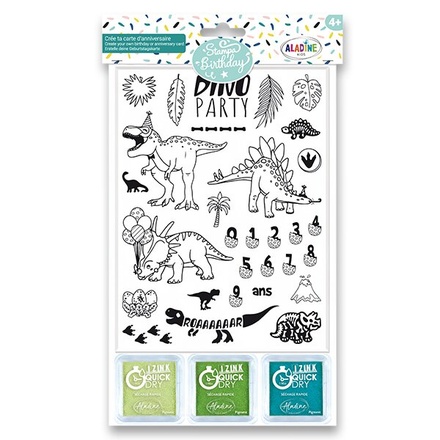 Papírenské zboží - Razítka Aladine Stampo Birthday Dinosouři, 30 ks