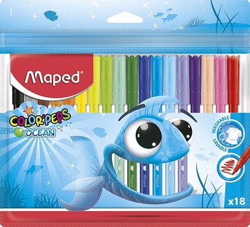 Papírenské zboží - Dětské fixy Maped Color´Peps Ocean, 18 barev