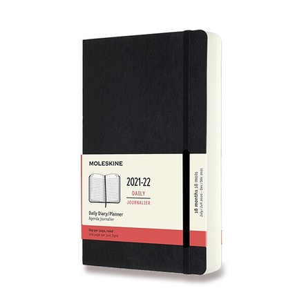 Papírenské zboží - 18měsíční diář Moleskine 2021-22 - měkké desky černý