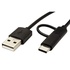 Papírenské zboží - USB Kabel (2.0), USB A M - microUSB M + USB C M, 1m, rund, schwarz, plastic bag