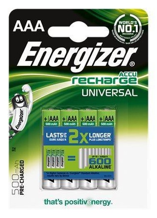 Papírenské zboží - Nabíjecí baterie, AAA, 4x500 mAh, ENERGIZER "Universal"
