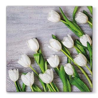 Papírenské zboží - Ubrousky PAW L 33X33cm White Tulips