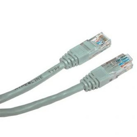 Papírenské zboží - UTP patchcord, Cat.6, RJ45 M-10m, nestíněný, křížený, šedý, k propojení 2 PC, economy