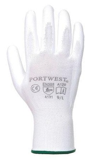 Papírenské zboží - Pracovní rukavice máčené na dlani a prstech v polyuretanu, velikost 9, bílé
