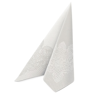 Papírenské zboží - Ubrousky PAW AIRLAID 40x40 cm Reverse Royal Lace silver-white [50 ks]
