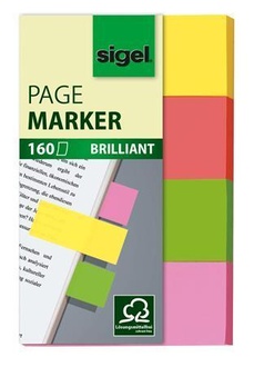 Papírenské zboží - Záložky, papírové, 4x40 lístků, 15x50 mm, SIGEL "Multicolor", mix barev