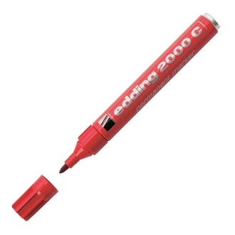 Papírenské zboží - Permanentní popisovač "2000", červená, 1,5-3mm, kuželový hrot, EDDING
