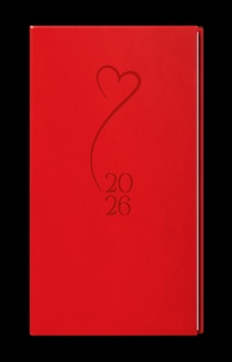 Papírenské zboží - Týdenní diář - Jakub - Vivella s ražbou - kapesní - červená - Srdce