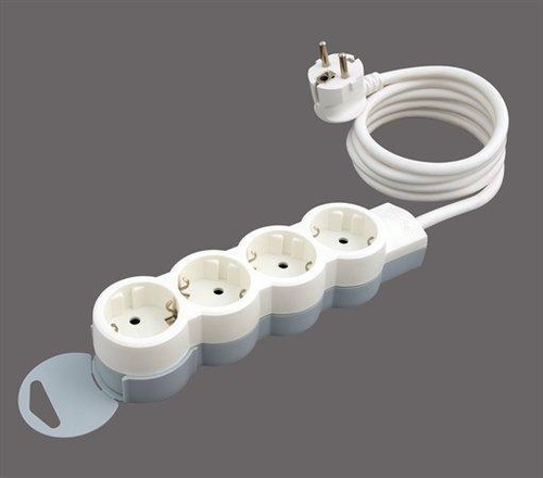 Papírenské zboží - Prodlužovací kabel, 4 zásuvky, 1,5 m, LEGRAND "Standard", bílo-šedý
