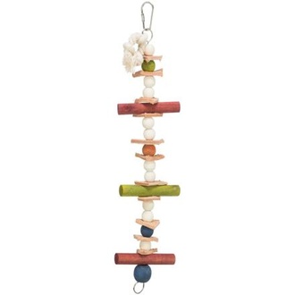 Papírenské zboží - Dřevěná hračka, lano s barevnými kuličkami a kůží, 28 cm 
