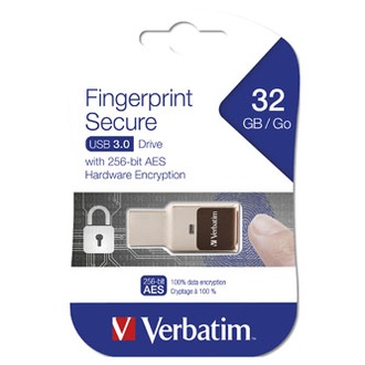 Papírenské zboží - Verbatim USB flash disk, USB 3.0 (3.2 Gen 1), 32GB, Fingerprint Secure, černý, 49337, USB