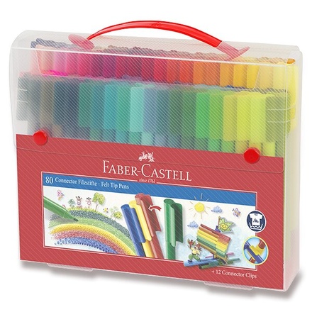 Papírenské zboží - Fixy Faber-Castell 155579 Connector, plastová taška 80 ks