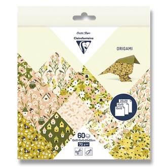 Papírenské zboží - Sada papírů Clairefontaine Origami Spring, 60 listů,mix velikostí