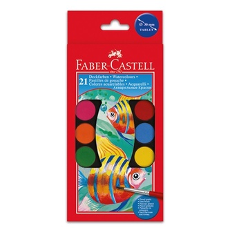 Papírenské zboží - Vodové barvy 30mm, 21 barev Faber Castell 