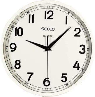 Papírenské zboží - Nástěnné hodiny, bílá, 24 cm, černý číselník, SECCO