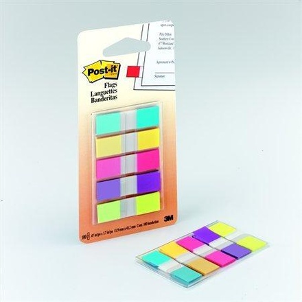 Papírenské zboží - Značkovací proužky, 5x20 lístků, 12x43 mm, 3M POSTIT, mix barev
