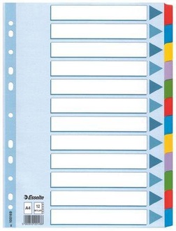 Papírenské zboží - Zesílené kartonové rozlišovače Esselte Mylar, A4, Mix barev