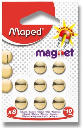 Papírenské zboží - Kulaté magnety Maped - průměr 10 mm - zlaté, 8 ks