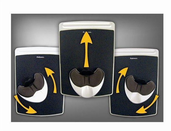 Papírenské zboží - Podložka pod myš s pěnovou opěrkou zápěstí, FELLOWES "Health-V Easy Palm Glide", šedá