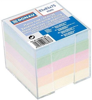 Papírenské zboží - Papírové bločky v kostce 83x83x75 mm, nelepené se stojánkem, DONAU, barevné
