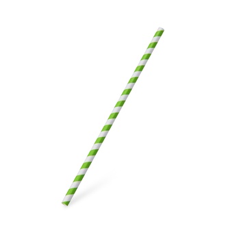 Papírenské zboží - Slámka papírová JUMBO zelená spirála 25 cm, průměr 8 mm [100 ks]