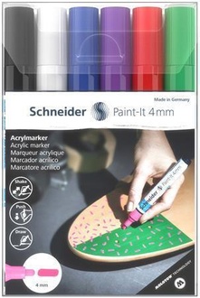 Papírenské zboží - 120295 Akrylové popisovače "Paint-It 320", sada 6 barev, 4 mm, SCHNEIDER