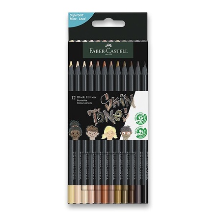 Papírenské zboží - Pastelky Faber-Castell Black Edition tělové barvy, 12 barev