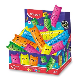 Papírenské zboží - Zvýrazňovač Maped Mini Fluo Kawai - stojánek, 48 ks