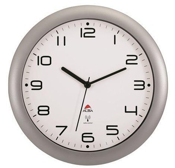 Papírenské zboží - Nástěnné hodiny "Hornewrc", radio-control, 30 cm, ALBA, stříbrné