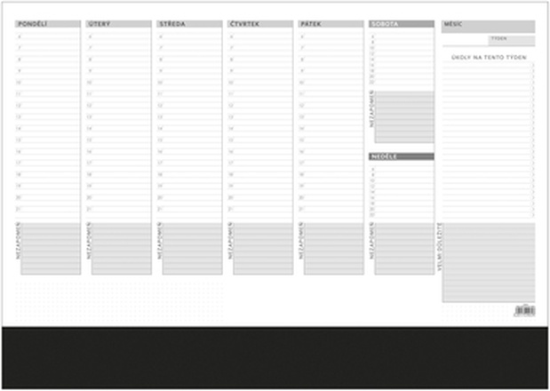 Papírenské zboží - Stolní plánovač A2- týd. mapa s lištou -50 l
