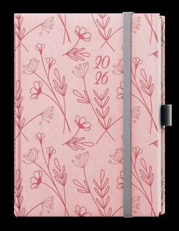 Papírenské zboží - Týdenní diář - Prokop - Vivella extra - B6 - pastelová růžová - Kvítí