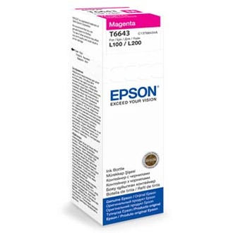 Papírenské zboží - Epson originální ink C13T66434A, magenta, 70ml, Epson L100, L200, L300