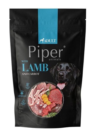 Papírenské zboží - NEW PIPER s jehněčím a mrkví, kapsička pro psy 500 g