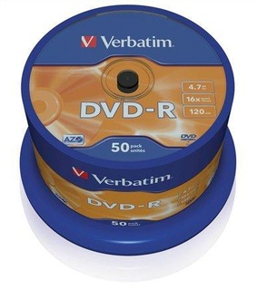 Papírenské zboží - DVD-R 4,7GB, 16x, AZO, Verbatim, 50-cake