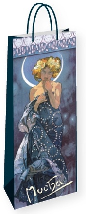 Papírenské zboží - Dárková taška na lahev Alfons Mucha – The Moon