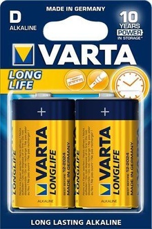 Papírenské zboží - Baterie, D (velký monočlánek), 2 ks, VARTA "Longlife Extra"